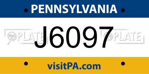 J6097 Pennsylvania License Plate