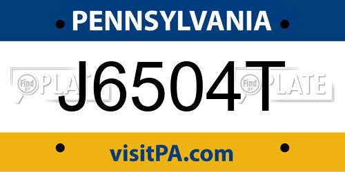 J6504T Pennsylvania License Plate