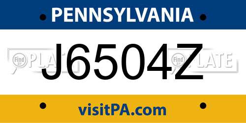 J6504Z Pennsylvania License Plate