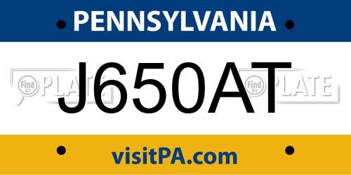 J650AT Pennsylvania License Plate