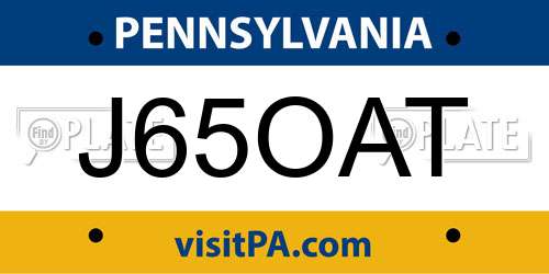 J65OAT Pennsylvania License Plate