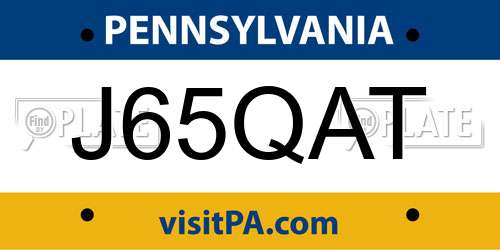 J65QAT Pennsylvania License Plate