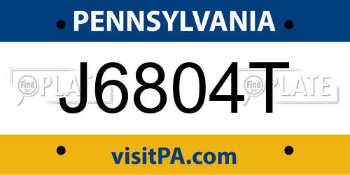 J6804T Pennsylvania License Plate