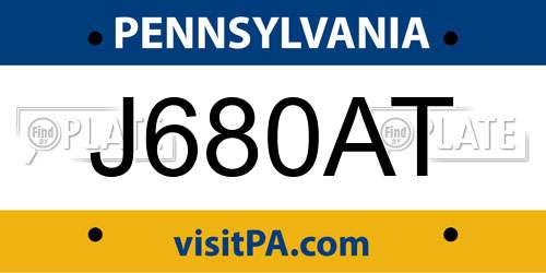 J680AT Pennsylvania License Plate