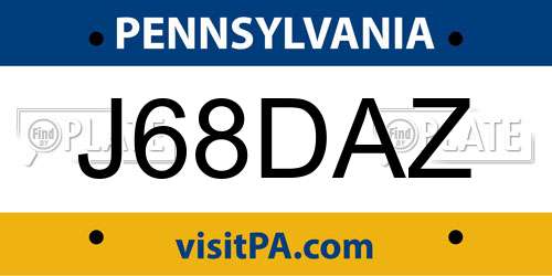 J68DAZ Pennsylvania License Plate