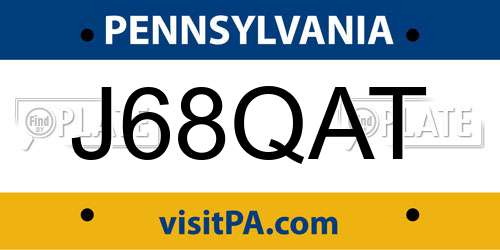 J68QAT Pennsylvania License Plate