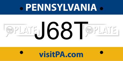 J68T Pennsylvania License Plate