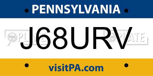J68URV Pennsylvania License Plate