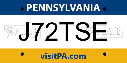 J72TSE Pennsylvania License Plate