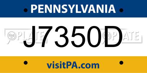J7350D Pennsylvania License Plate