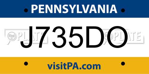 J735DO Pennsylvania License Plate