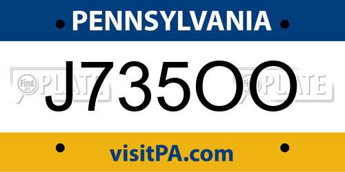 J735OO Pennsylvania License Plate