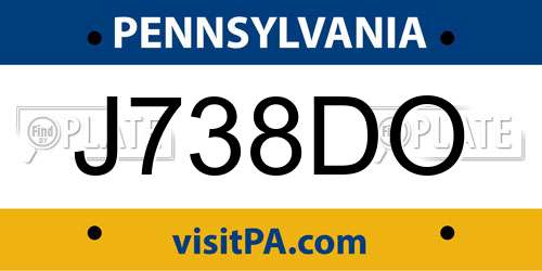 J738DO Pennsylvania License Plate