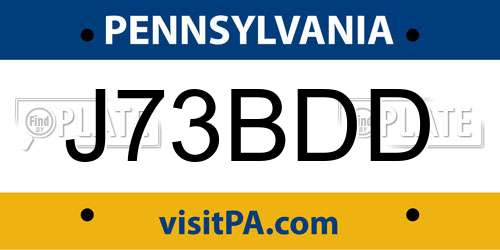 J73BDD Pennsylvania License Plate