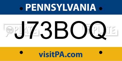 J73BOQ Pennsylvania License Plate