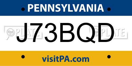 J73BQD Pennsylvania License Plate