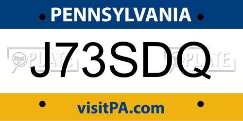J73SDQ Pennsylvania License Plate