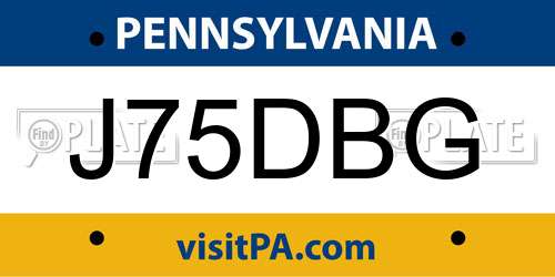 J75DBG Pennsylvania License Plate