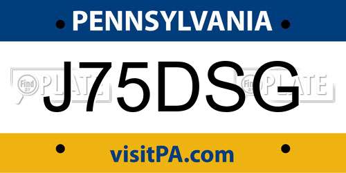 J75DSG Pennsylvania License Plate