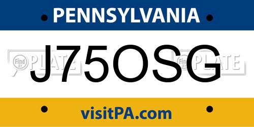 J75OSG Pennsylvania License Plate