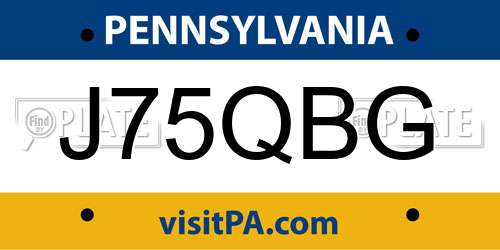 J75QBG Pennsylvania License Plate