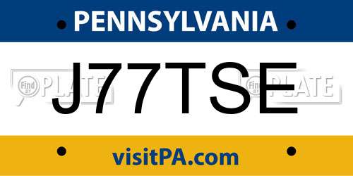 J77TSE Pennsylvania License Plate