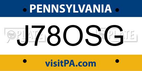 J78OSG Pennsylvania License Plate