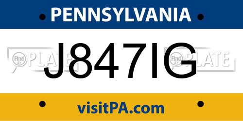 J847IG Pennsylvania License Plate