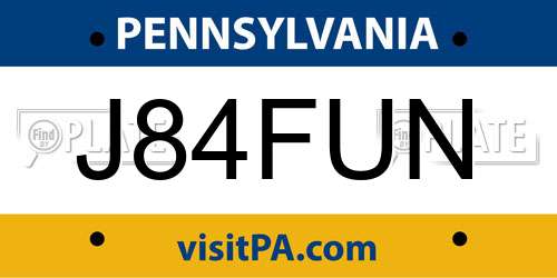J84FUN Pennsylvania License Plate