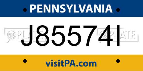 J85574I Pennsylvania License Plate