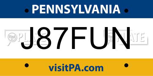 J87FUN Pennsylvania License Plate