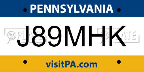 J89MHK Pennsylvania License Plate
