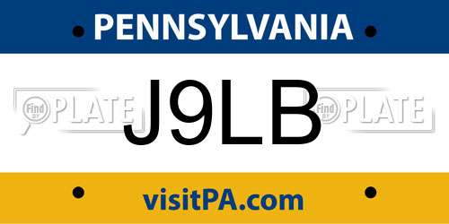 J9LB Pennsylvania License Plate