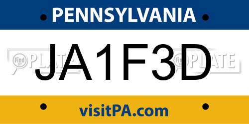 JA1F3D Pennsylvania License Plate