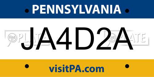 JA4D2A Pennsylvania License Plate