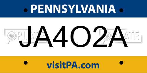 JA4O2A Pennsylvania License Plate