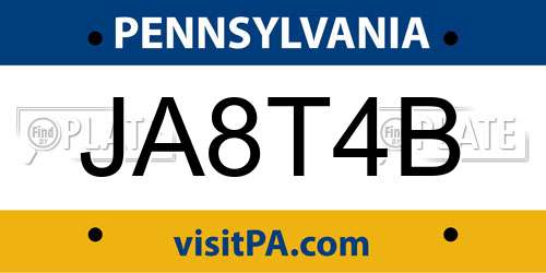 JA8T4B Pennsylvania License Plate