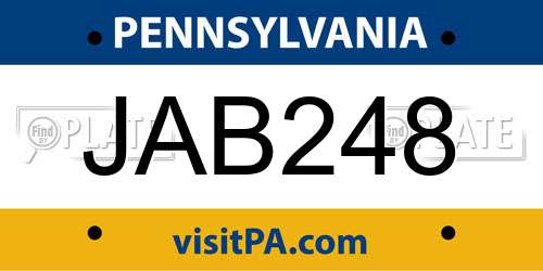 JAB248 Pennsylvania License Plate
