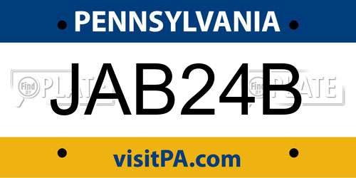 JAB24B Pennsylvania License Plate