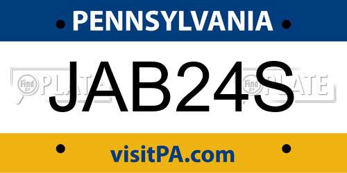 JAB24S Pennsylvania License Plate