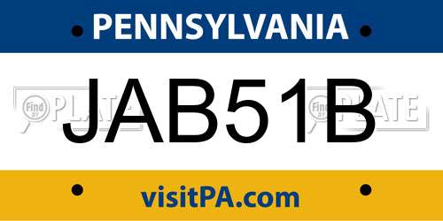 JAB51B Pennsylvania License Plate