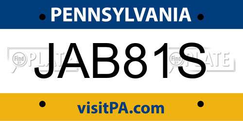 JAB81S Pennsylvania License Plate