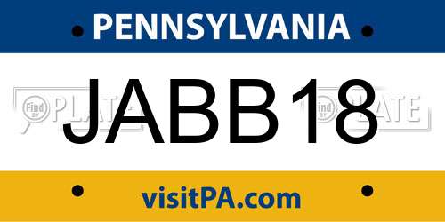 JABB18 Pennsylvania License Plate