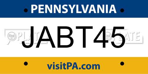JABT45 Pennsylvania License Plate