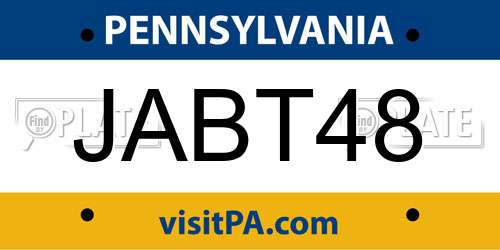 JABT48 Pennsylvania License Plate