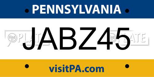 JABZ45 Pennsylvania License Plate