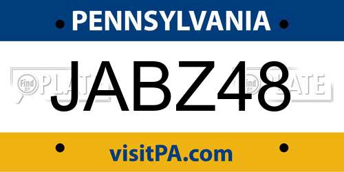 JABZ48 Pennsylvania License Plate