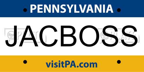 JACBOSS Pennsylvania License Plate