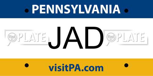 JAD Pennsylvania License Plate