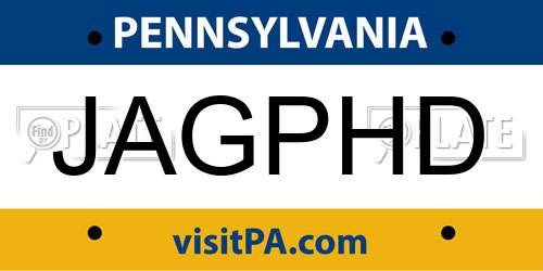 JAGPHD Pennsylvania License Plate